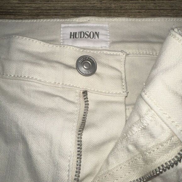 Hudson Rosalie Wide Leg Cream Distressed Jeans. Size 32. NWT. $225. V - Picture 4 of 11
